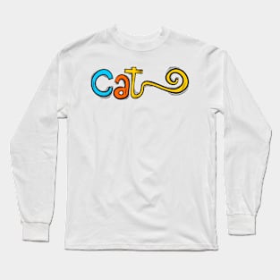 Cat Typography Long Sleeve T-Shirt